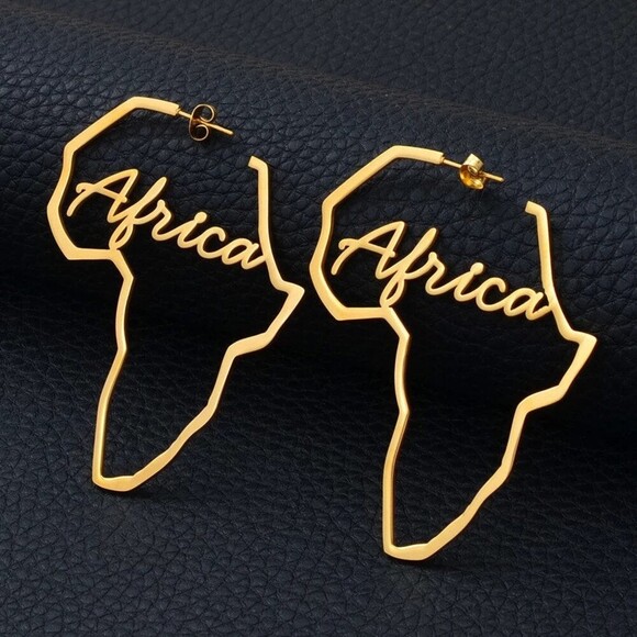 Jewelry - Africa  hoop earring , africa map hoop earrings, african earring hoops, nigerian